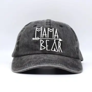 MAMA BEAR 마마 베어 메시지 자수 캡 구제 의류 블랙