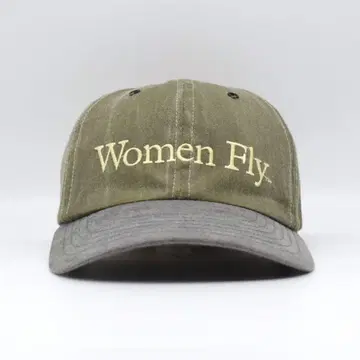 Women Fly 메시지 자수 캡 구제 의류 투톤 카키
