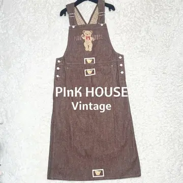 최고급 새상품급 PINK HOUSE 빈티지 데님 오버롤 스커트