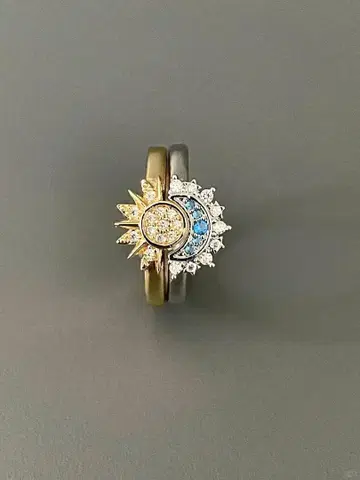 태양과 달 모티브 반지