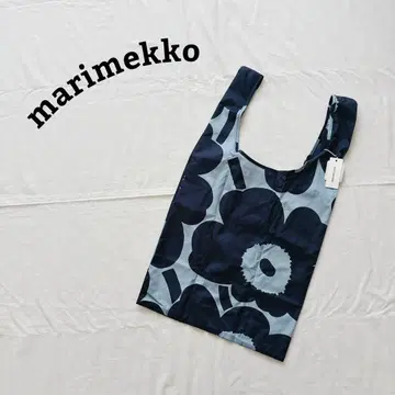 미사용 marimekko Unikko 꽃무늬 에코백 네이비/라이트 블루
