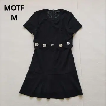 MOTF 모프 원피스 블랙 스팽글 꽃 스트레치 M 미니