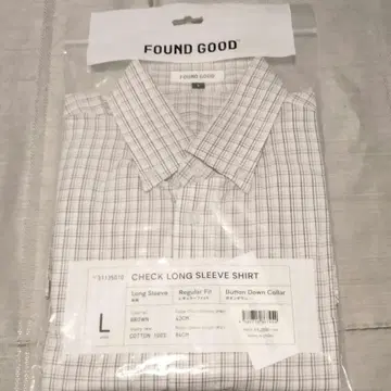FOUND GOOD 체크 버튼 다운 셔츠 남성용 미사용 새상품