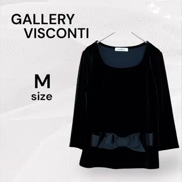 GALLERY VISCONTI 벨벳 상의 M 리본 블랙 7부 소매