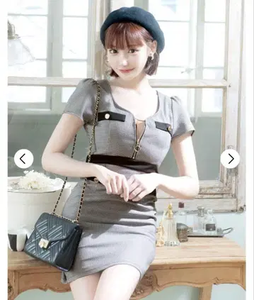 프론트 지퍼 미니 원피스 S 그레이