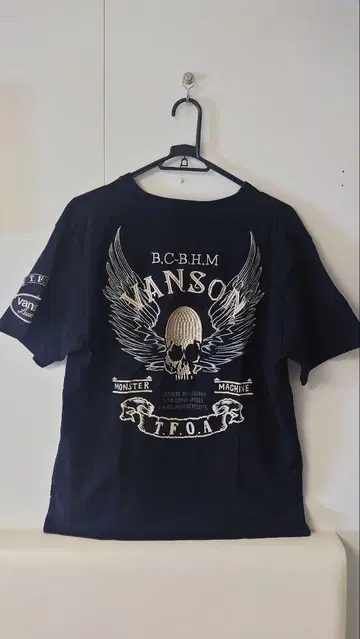 vanson tfoa 스컬 티셔츠 블랙 L 자수