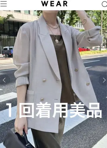 1회 착용 새상품급 DouDou 메쉬 더블 자켓 F 베이지 테일러드 드두