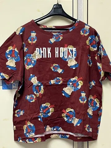 PINK HOUSE 곰 무늬 반팔 티셔츠