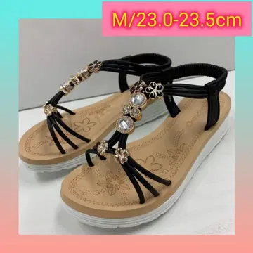 M/23.0-23.5cm 리조트 샌들 비쥬 샌들 블랙