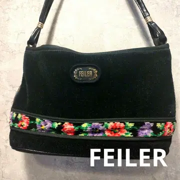 FEILER 꽃무늬 자수 핸드백 블랙