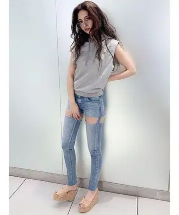 택 포함 새상품 데미지 슬리브리스 후드티 제이다 후드티