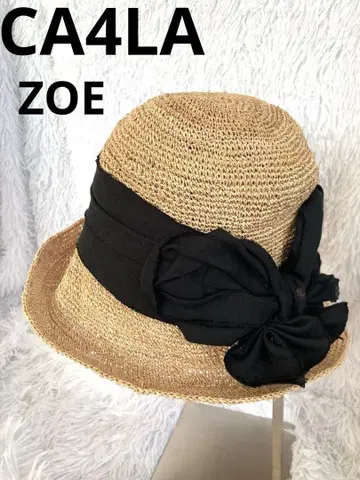 CA4LA 카시라 라피아 햇 밀짚모자 두꺼운 리본 ZOE