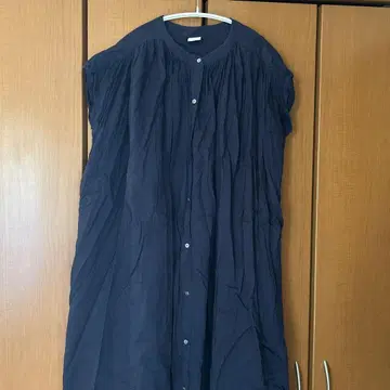네이비 반팔 롱 셔츠 원피스