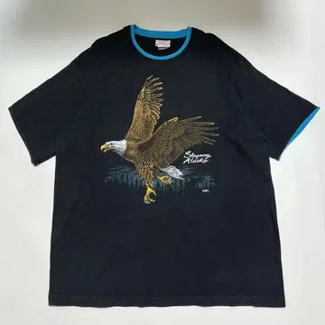 90s 후르츠 USA제 빈티지 티셔츠 XL 블랙 이글 6844