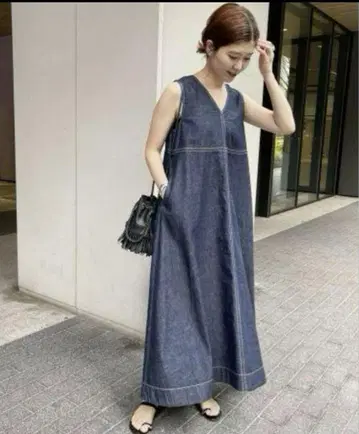 Spick & Span 텐트 라인 V넥 원피스 데님