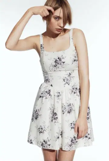 H&M 린넨 블렌드 플레어 스커트 원피스