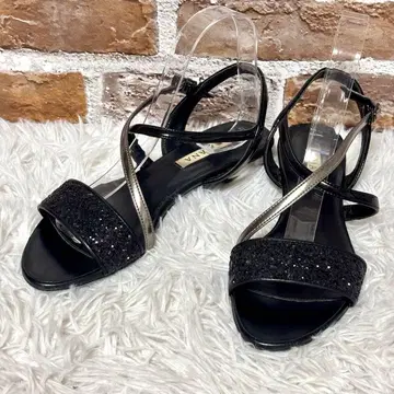 DIANA 샌들 글리터 스트랩 크로스 24.5cm 메탈릭 힐