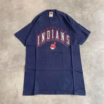 프룻 오브 더 룸 인디언 프린트 티셔츠 MLB 네이비 M 9147