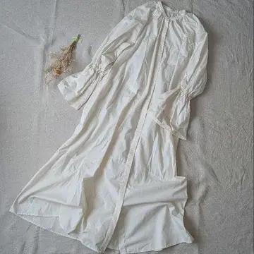 아이보리 롱 셔츠 원피스