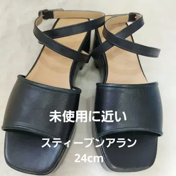 스티븐 앨런 통굽 스트랩 샌들 24cm 블랙