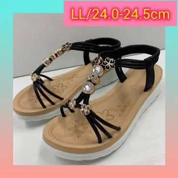LL/23.5-24.0cm 리조트 샌들 비쥬 샌들 블랙