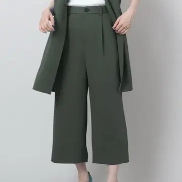 새상품급 언타이틀 와이드 크롭 팬츠 워셔블 뒷밴딩 그레이