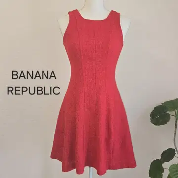 BANANAREPUBLIC 원피스 S 드레스 빨간색 플레어 트위드