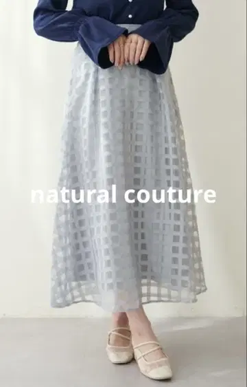 선착순 natural couture 오간자 시어 체크 스커트