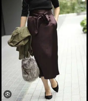 IENA LA BOUCLE SATIN BIO BIG 리본 스커트 롱