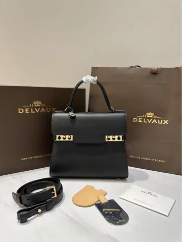 델보 DELVAUX Tempete Crush 핸드백 PM 블랙 골드