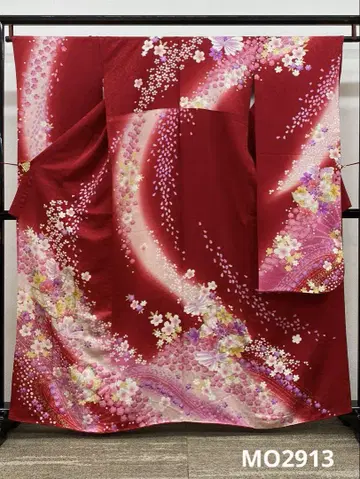 후리소데 럭셔리 금색 문양 나비 기장 159cm 발수 가공 완료