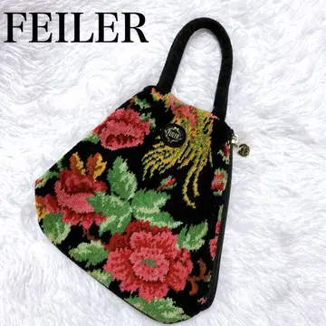 FEILER 꽃무늬 핸드백 삼각형 가방 작은 여성용 토트 블랙