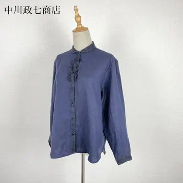 나카가와 마사시치 상점 둥근 카라 린넨 100% 린넨 블라우스