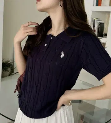 U.S. POLO ASSN 케이블 니트 피케 셔츠