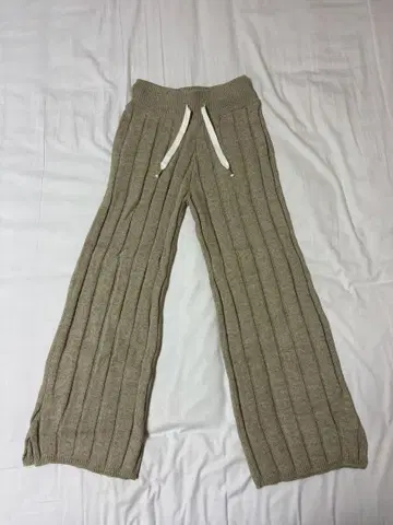 JUEMI 리브 니트 와이드 팬츠