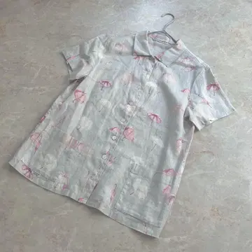 새상품급 마드모아젤 논논 린넨 셔츠 엄브렐라 우산 반팔 봄/여름