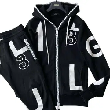 1PIU1UGUALE3 랜덤 로고 빅 지퍼 셋업 XL 블랙