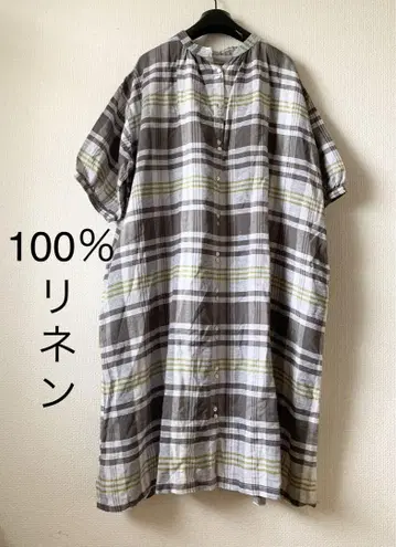 cloudnine pure 린넨 100% 체크 원피스