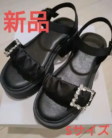 여성 샌들 비쥬 셔링 통굽 샌들