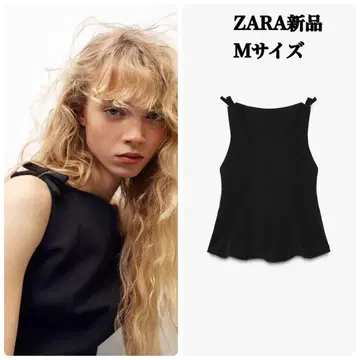완판템 ZARA 페플럼 리본 상의 M 택 포함 새상품 블랙