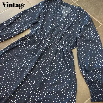 빈티지 Vintage 롱 원피스 캉캉 스커트 플레어 도트 무늬