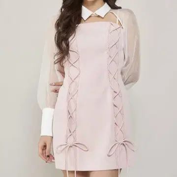 Darich 다리치 프론트 레이스업 미니 원피스 핑크