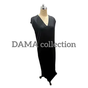 DAMA collection 실크 슬리브리스 V넥 롱 원피스