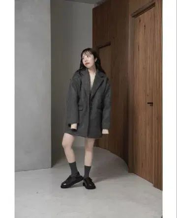 lawgy 샤기 악센트 버튼 자켓 코트