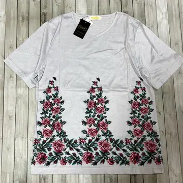 FEILER 페이러 택 포함 새상품 그레이 꽃무늬 반팔 티셔츠 레오나르