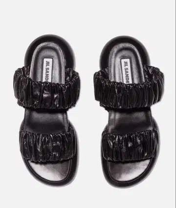 JIL SANDER 가죽 플랫폼 샌들 루슈 장식 36