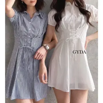 GYDA 코르셋 셔츠 원피스 스트라이프