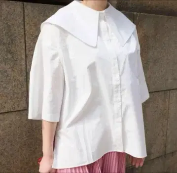 마챠트 빅 칼라 블라우스 화이트