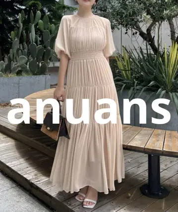 거의 미사용 anuans 반팔 원피스 SMALL 베이지 여성용