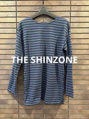THE SHINZONE 마린 보더 롱 슬리브 티셔츠 파랑 블랙 긴팔